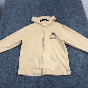 Upper Playground Zip Up Hoodie Mens M Tan Cotton Walrus Graphic Streetwear Skate
